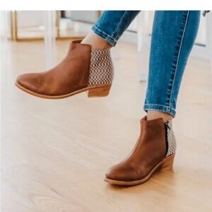 The Root Collective Espe leather and woven textile ankle boots.